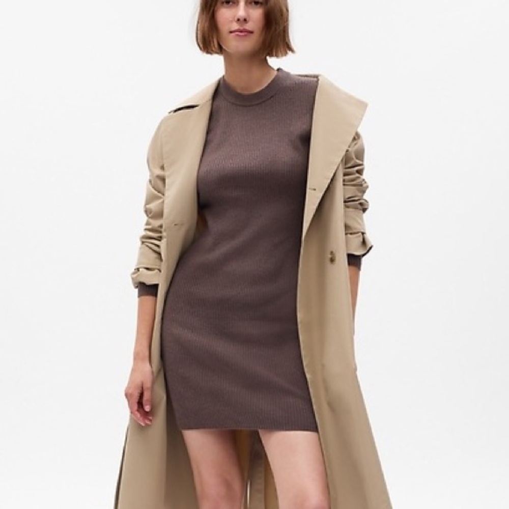 GAP CashSoft Ribbed Sweater Dress Brown XL Soft Knit Midi
